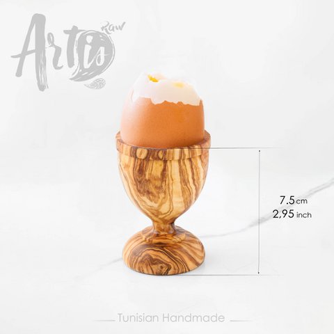 Handmade Olive Wood Egg Cup | Rustic Boiled Egg Holder