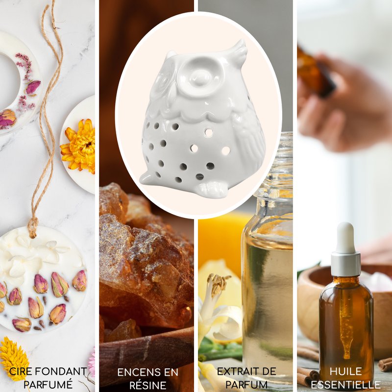 Quemador de Perfume - Búho - Diseño y Moderno - Portavelas Ceras Perfumadas, Aceites Esenciales - Accesorio Decorativo Aromaterapia