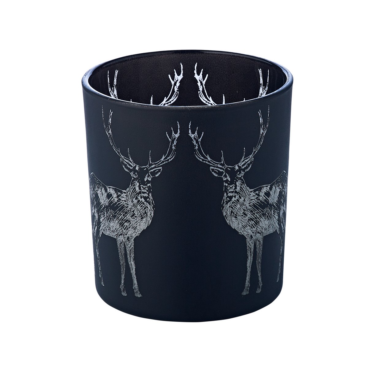 Tea light set of 2 deer H 8 cm matt black
