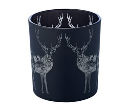 Tea light set of 2 deer H 8 cm matt black