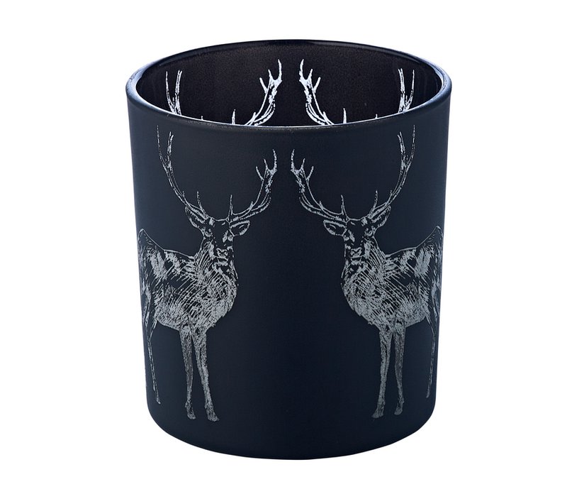 Tea light set of 2 deer H 8 cm matt black