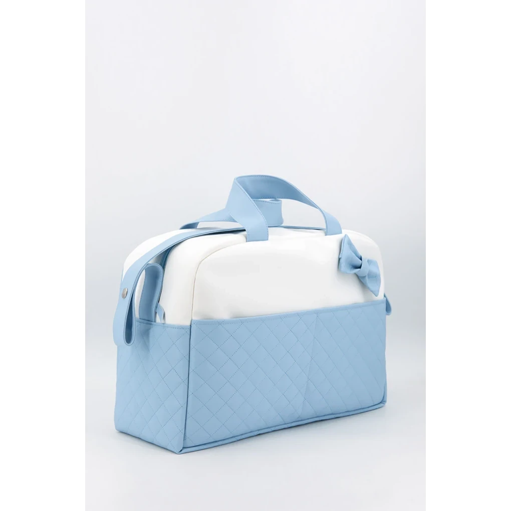 Sac de maternité matelassé pour bébé avec nœud, bleu
