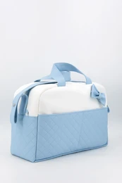 Sac de maternité matelassé pour bébé avec nœud, bleu