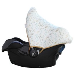 Mint green patterned sun canopy for Maxi Cosi infant car seat, made of soft, breathable fabric to provide shade and protection for baby.