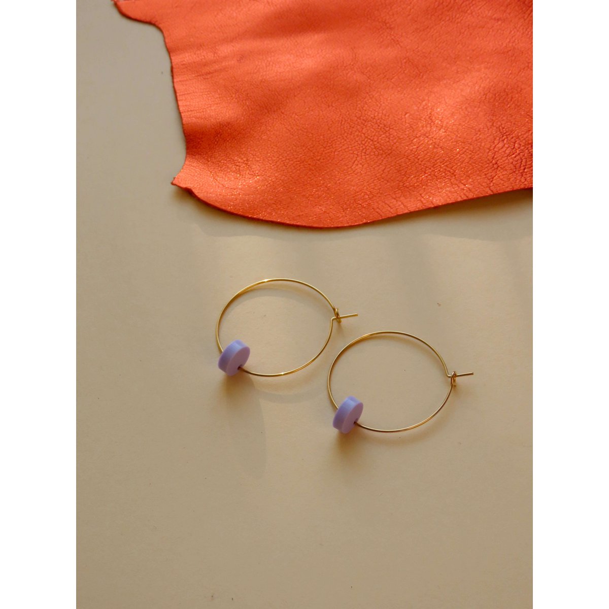 Lilac Dots Hoops made of stainless steel