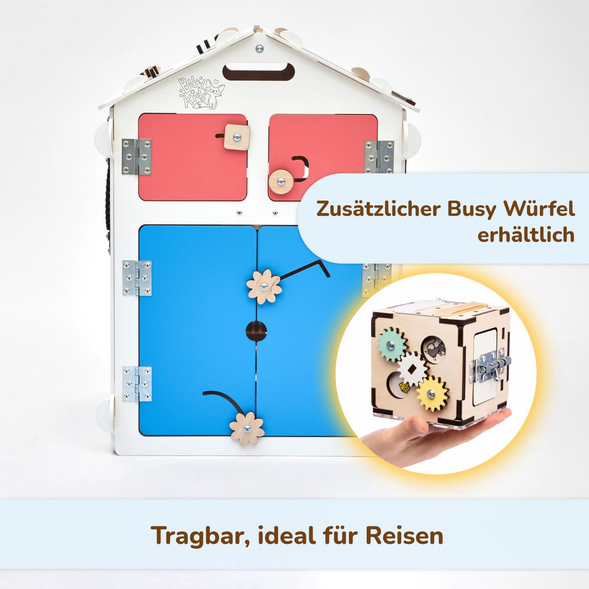 Set - BusyBoard huisje wit en creatieve kubus