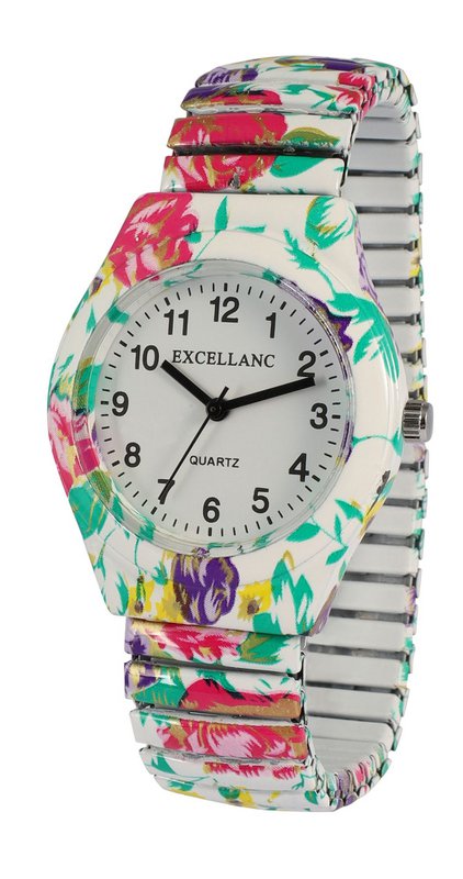 Excellanc women's watch, pull strap, metal/stainless steel, rose, Ø 35 mm