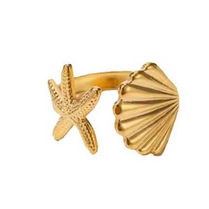 LOUIZ Ring with Starfish and Shell