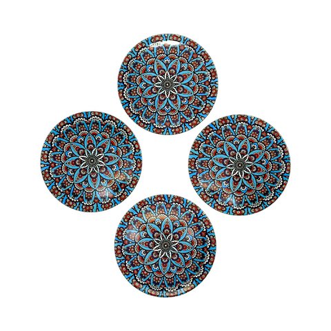 Untersetzter aus Metall - 4er Set - Mandala - Blau - 9cm