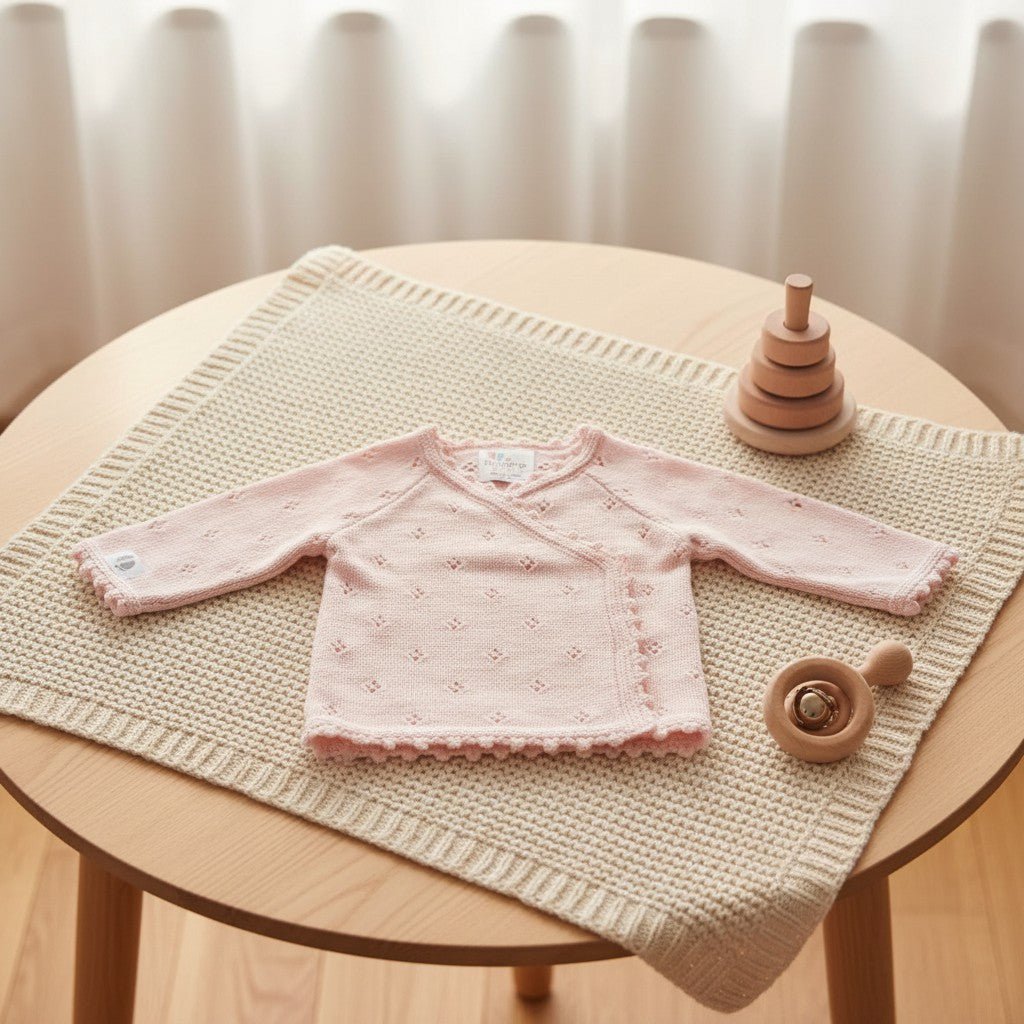 Cardigan per neonato lavorato a maglia Nuvinokids® Rosa tenue