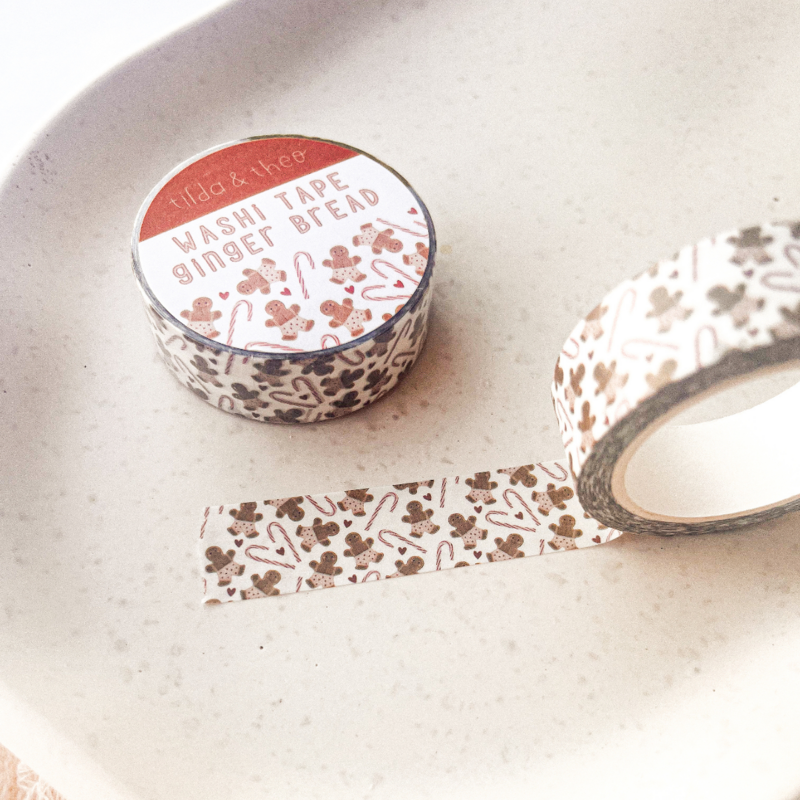 Washi Tape Gingerbread Christmas - Selvklæbende tape Maskeringstape Candy Cane