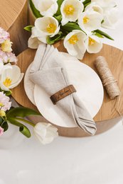 Monogrammed Ash Wood Napkin Ring, Stylish Oval Table Accessory, Perfect Custom Wedding or Holiday Gift, Wedding Favor, Christmas Party Decor