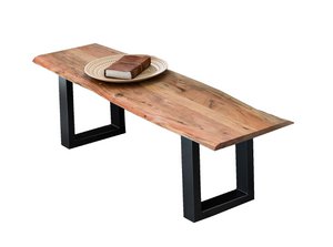 Bank 150 cm, naturel, zwart frame