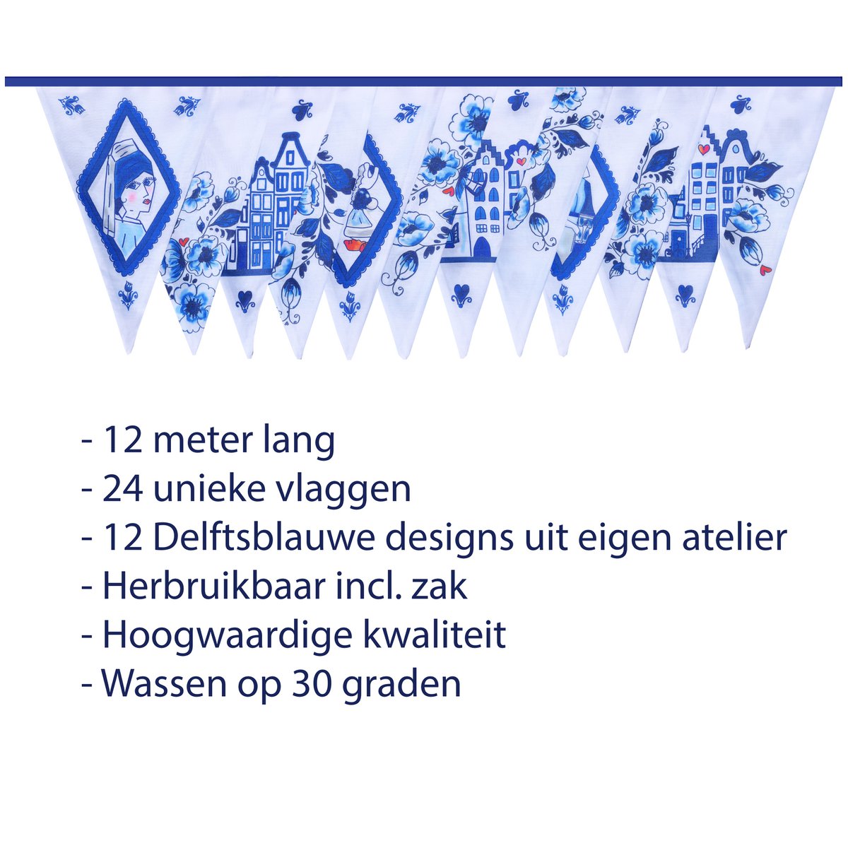 Puk Art® | Stoffgirlande | Amsterdam | Doppelseitig • 12 Meter