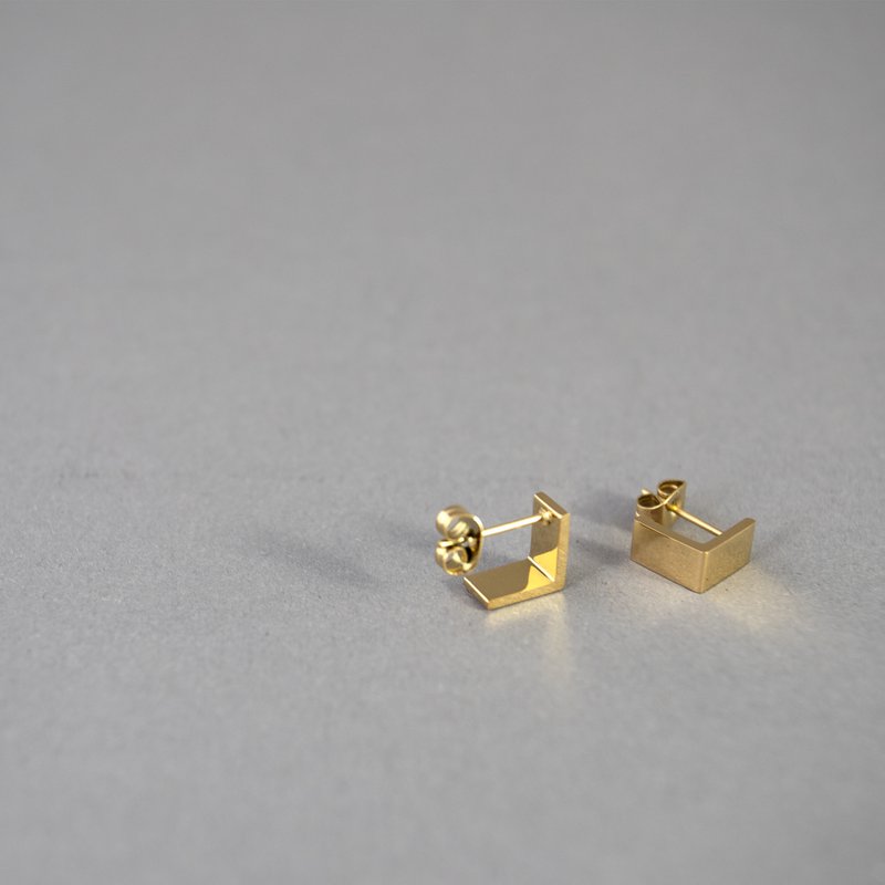 MINI SQUARE Gold Earrings