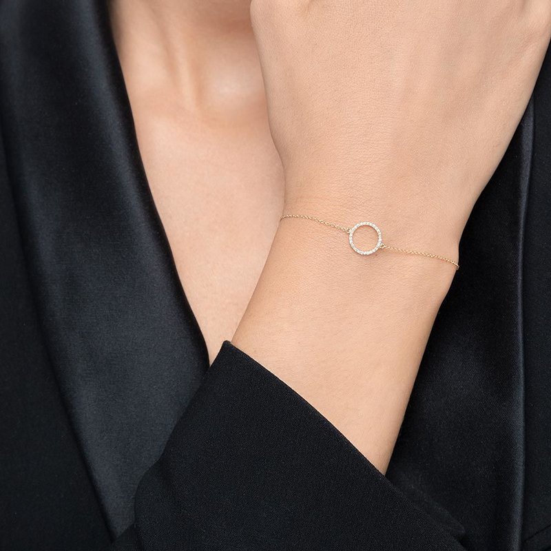 Bracciale circolare con diamanti, oro giallo 18 carati