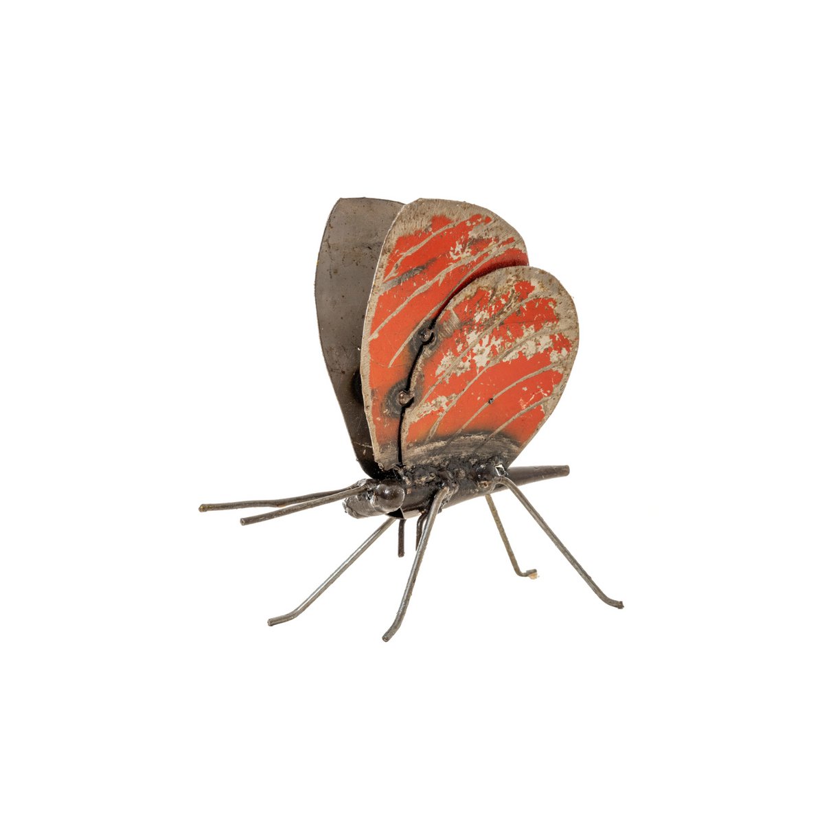 ZIMBA-ARTS PAPILLON ROUGE EN MÉTAL DEBOUT