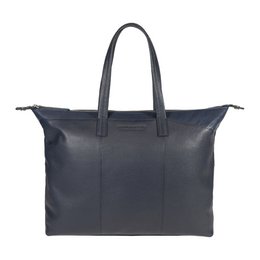RB2004D | Borsa Shopping Trasformabile in Bauletto in Vera Pelle pieno fiore, grana dollaro/leggera. Doppio manico. Colore Blu. Dimensioni: cm 43 x 36 x 14. Confezione: Sacchetto in Tessuto non Tessuto