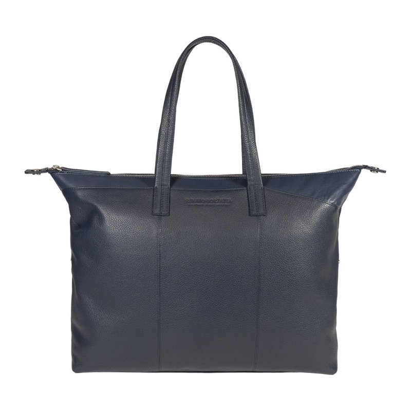RB2004D | Borsa Shopping Trasformabile in Bauletto in Vera Pelle pieno fiore, grana dollaro/leggera. Doppio manico. Colore Blu. Dimensioni: cm 43 x 36 x 14. Confezione: Sacchetto in Tessuto non Tessuto