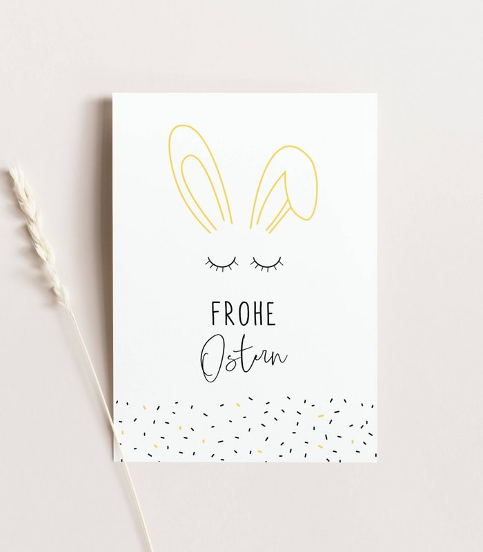 Easter card DEUTSCH - Frohe Ostern - Bunny ears, Frohe Ostern karte, Easter card, A6 Ostern karte