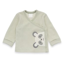Baby wrap jacket - panda application, waffle structure - beige/green streaked