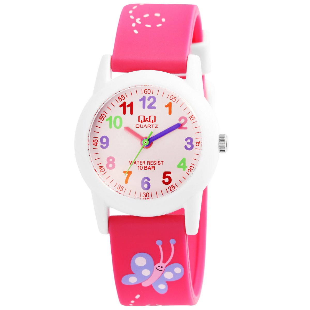 Montre pour enfants Q&Q "Butterfly", bracelet en résine, 10 ATM