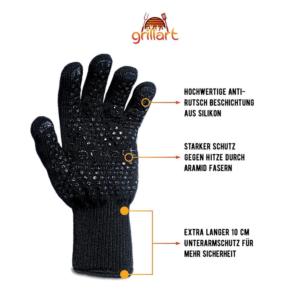 High-quality barbecue gloves - extremely heat-resistant made of aramid fibers