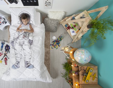 Dekbedovertrek Astronaut Eenpersoonsbed - 135 x 200cm + 40 x 60cm