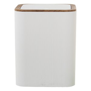 WHITE ACRYLIC BATHROOM TRASH BIN 6L, PUSH BUTTON LID _18X18X22CM ST86258