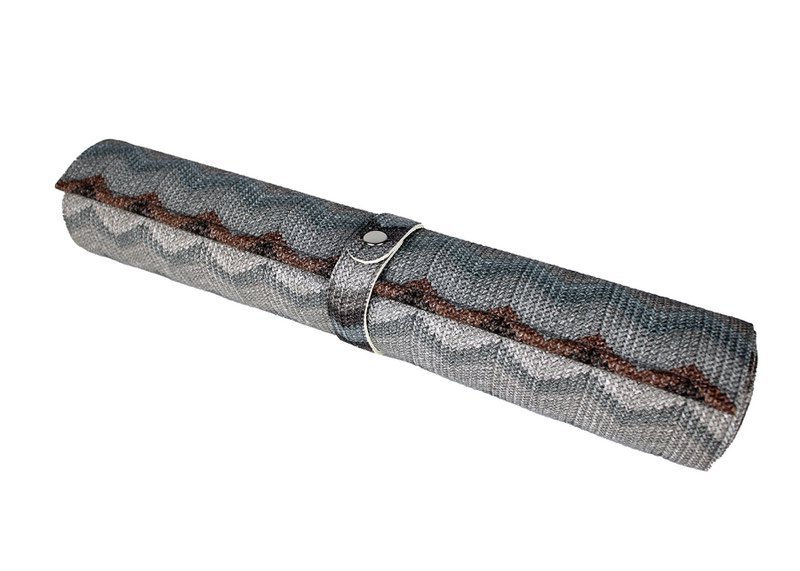 Tunk Runner Zigzag Pattern Blue Grey 150 cm in pelle sintetica