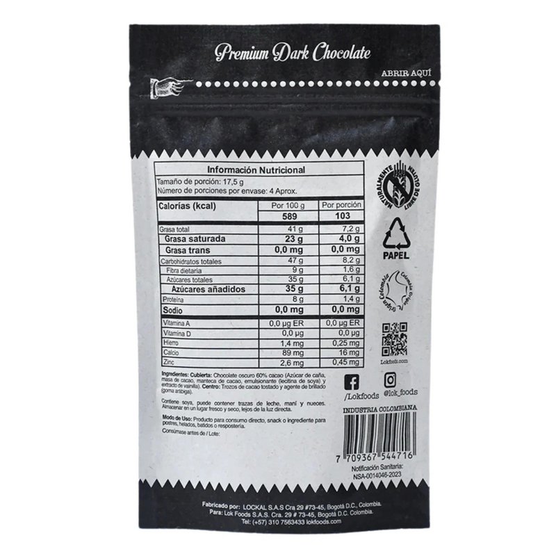 Cacao Nibs Covered with Dark Chocolate | 60% Cacao | 75g