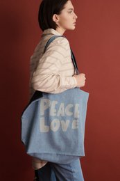 Peace Love bag made of denim