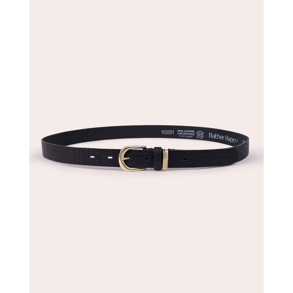 SOL | Croc-Effect Leather Belt with Elegant Gold Buckle