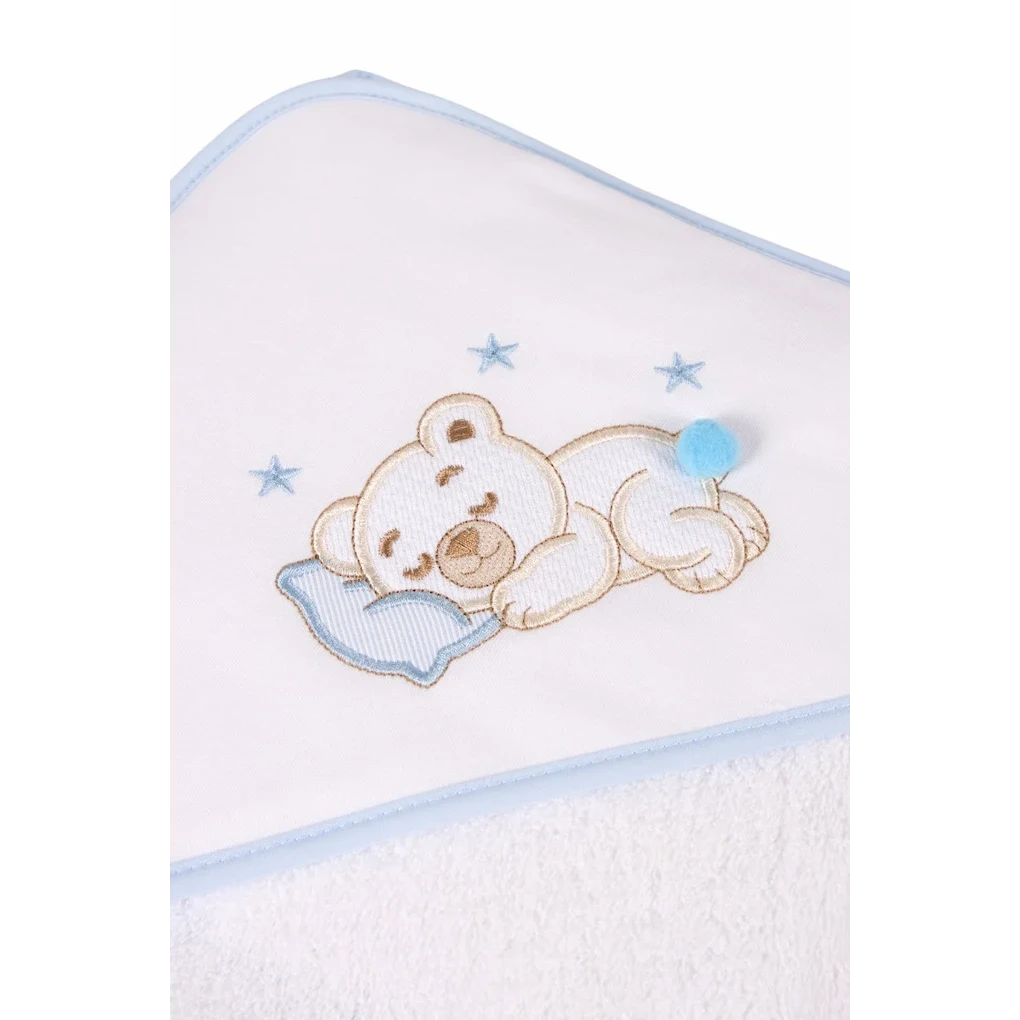 Serviette de bain à capuche bébé avec ours brodé