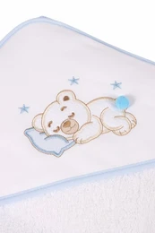 Serviette de bain à capuche bébé avec ours brodé