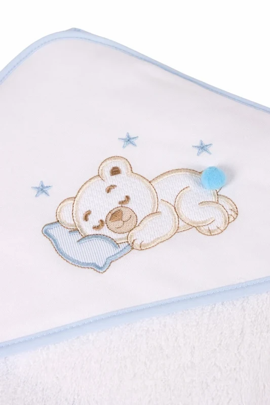 Serviette de bain à capuche bébé avec ours brodé