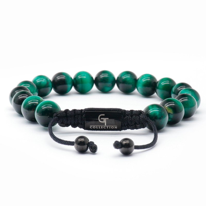 Mænds GREEN TIGER EYE perlearmbånd