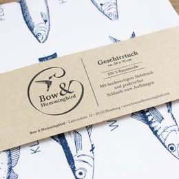 Cotton tea towel "Sea Fish" maritime - blue and white