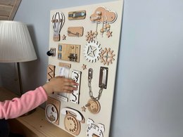 Wooden busy board for toddler- Beige busy board