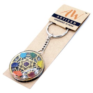 OrgK-01 - Orgonite Power Keyring - Round Seven Chakra