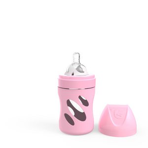 Anti-Kolik-Glasflasche 180 ml in Pastellrosa