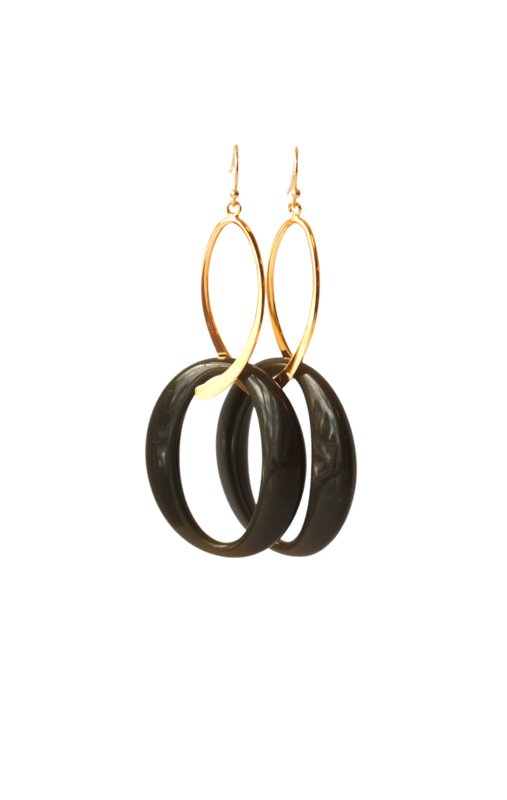Earrings with spacer 24k gold plated or silver plated and pendant army green