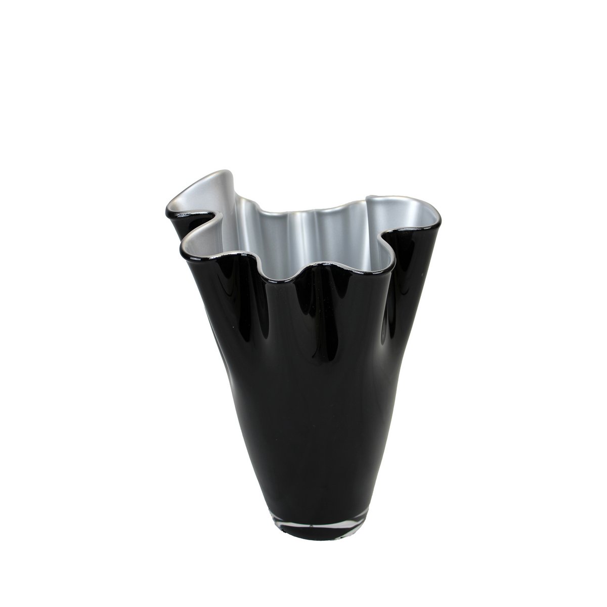 Vase glass wavy two-tone black silver glass vase table vase