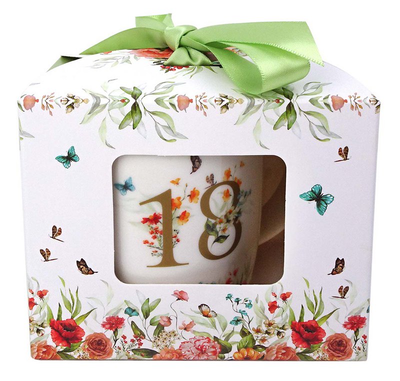 DUO Occasional Mug 400ml, Birthday “18”, in a giftbox with a ribbon