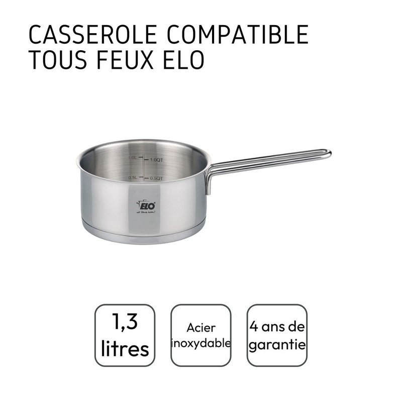 Stainless steel saucepan 16 cm capacity 1.3 liters Elo Citrin