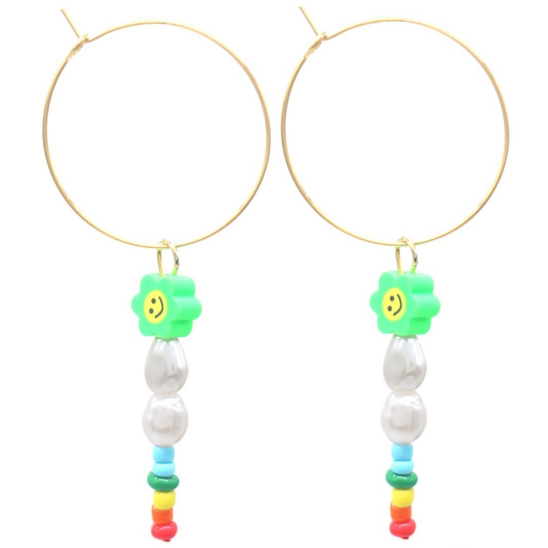 J-F8.2 E221-582-5 S. Boucles d'oreilles en acier Fleur 3x7cm