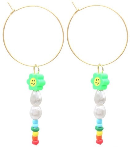 J-F8.2 E221-582-5 S. Steel Earrings Flower 3x7cm