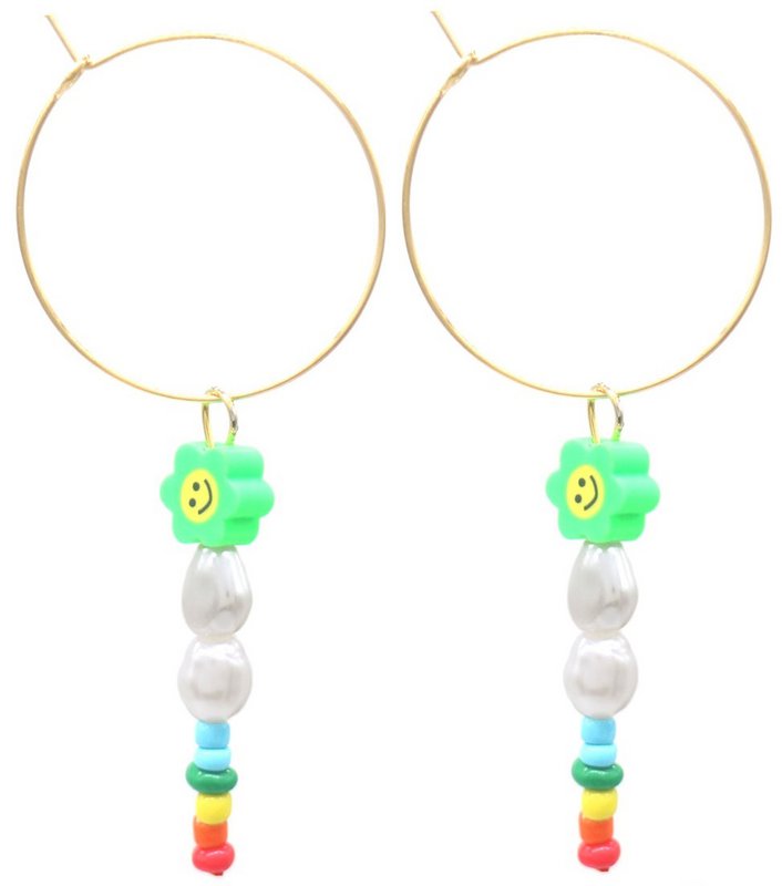 J-F8.2 E221-582-5 S. Boucles d'oreilles en acier Fleur 3x7cm