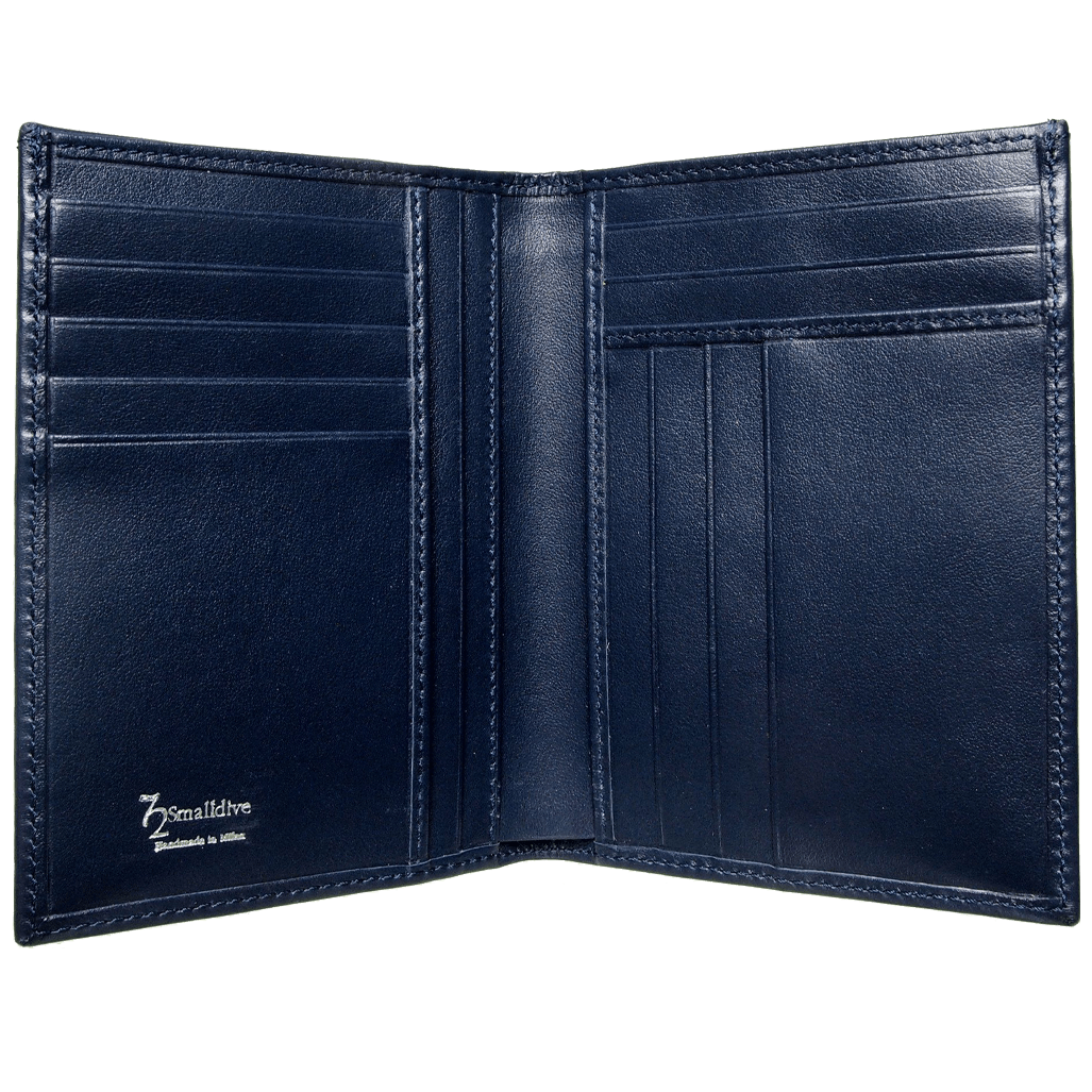 8 Credit Card Pocket Buffed Leather Billfold Blue
