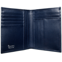 8 Credit Card Pocket Buffed Leather Billfold Blue